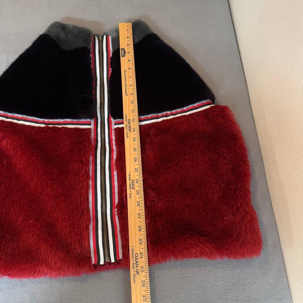 OF Handmade Alpaca Wool Blend Drop Shoulder Vest S Red Black Artsy Sustainable - Picture 15 of 15
